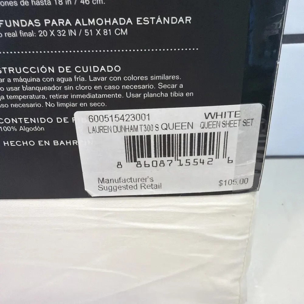 Lauren Ralph Lauren Dunham Sateen 4-Piece Sheet Set - White, Queen Size NEW!!!